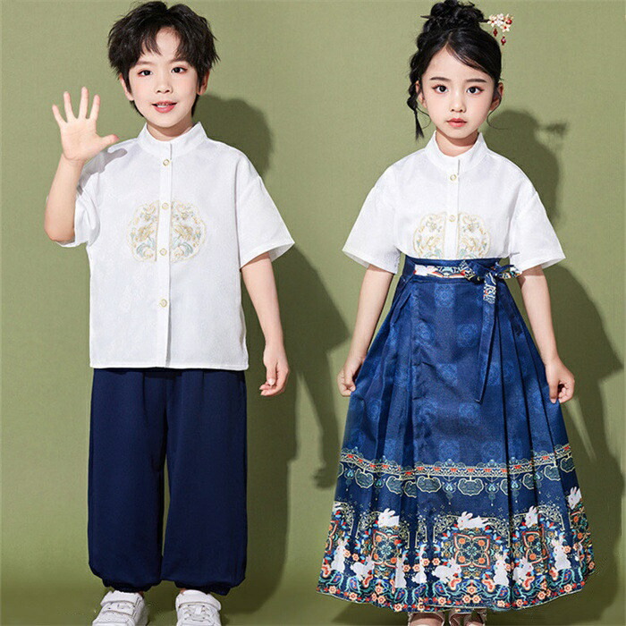 ダンス衣装 チャイナ風 キッズ 子供 女の子 男の子 パンツ シャツ スカート 2点セット セットアップ 練習着 中華服 表演服 公演服ダンス衣装 チャイナ風 キッズ 子供 キッズ ベビー マタニティ
