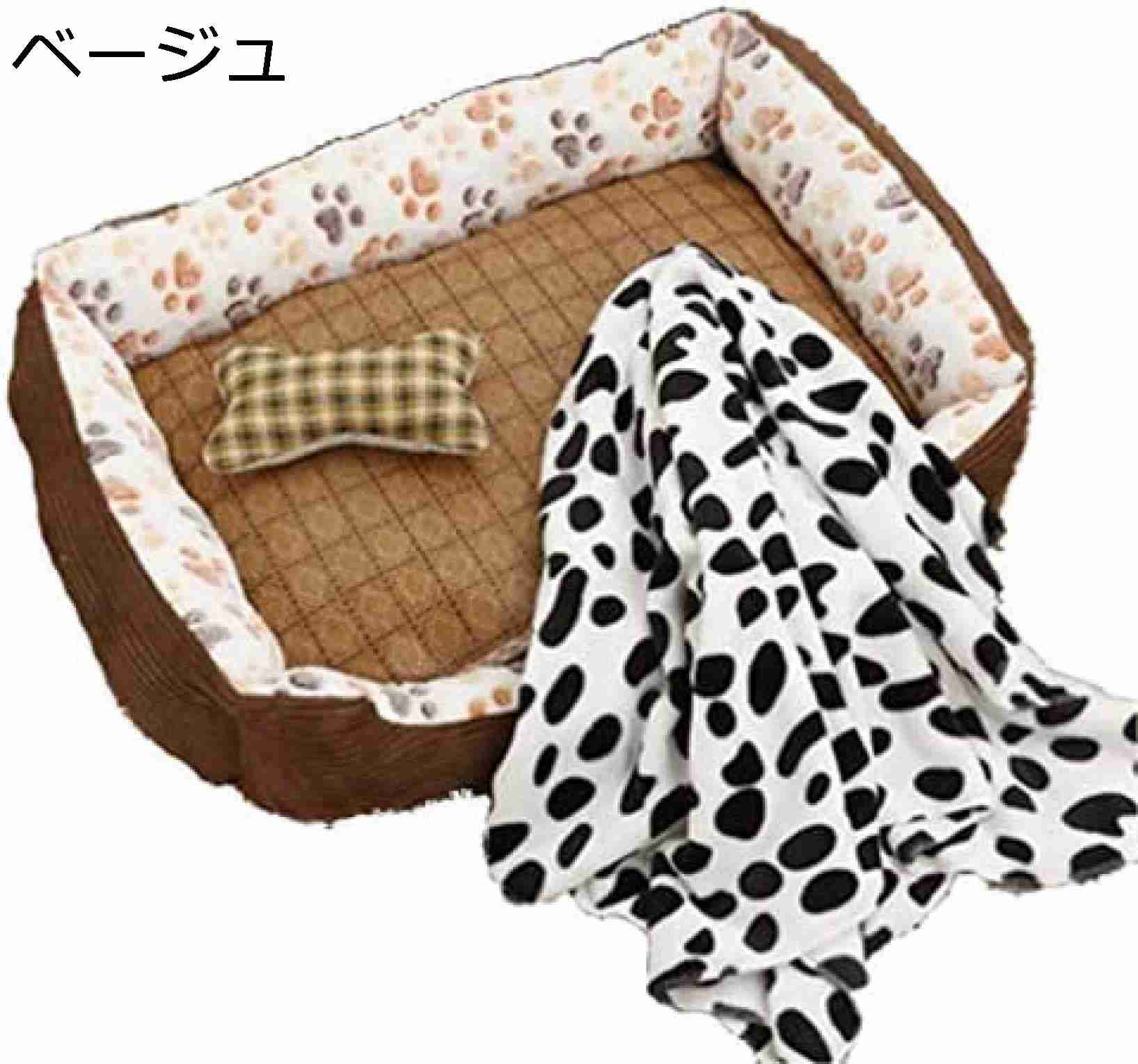ペットベッド スクエア型 4点セット 骨枕 毛布 ベージュ ござ 洗ペット ペットグッズ 犬用品 ベッド マット 寝具 その他ペットベッド スクエア型 4点セット ペット ペットグッズ 通販color