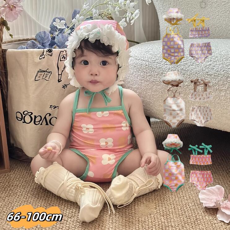 ベビー 水着 女の子 80 90 セパレート スイムキャップ付き 一体型 おしゃれ かわいい スイムウェア 幼児 幼稚園 保育園 可愛い 海 ビーチ プール 砂遊び 66 7ベビー 水着 女の子 80