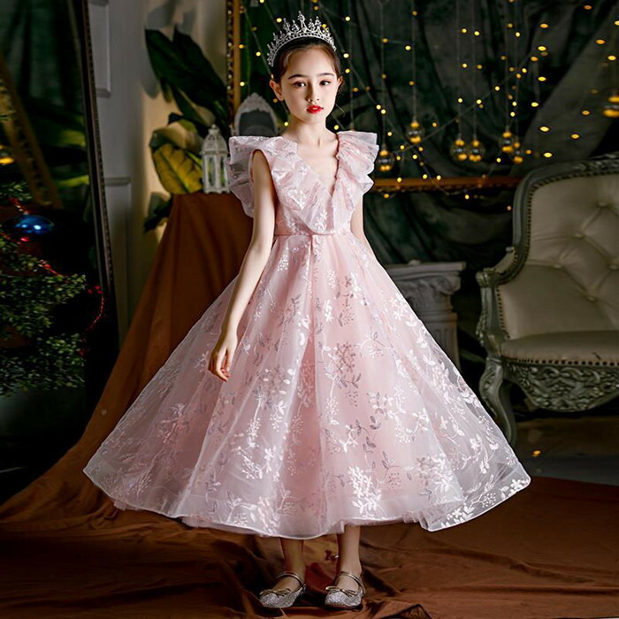 子供ドレス ピンク こども 発表会 ドレス ロング プリンセスドレス 子供 ピアノ発表会 キッズドレス 結婚式 子供ワンピース 演奏会 可愛い おしゃれ スジュニア フォーマル ガール子供ドレス ピン